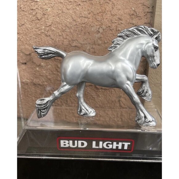 Vintage Budweiser Bud Light Silver Clydesdale Horse Lighted Beer Sign 1980s - Picture 4 of 12